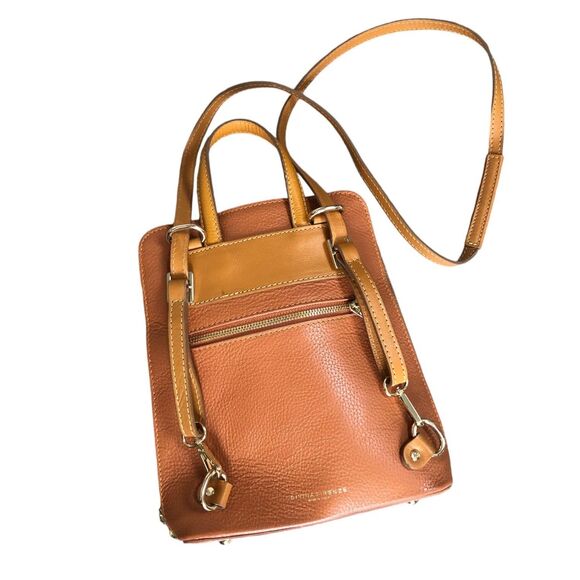 DIVINA FIRENZE BACKPACK/CROSSBODY ITALIAN PEBBLED LEATHER WITH CAMEL TAN TONES - Picture 4 of 16